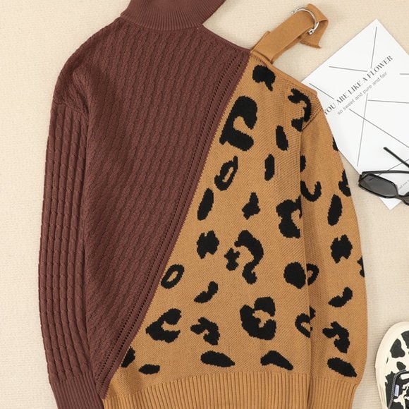 Brown Cold Shoulder Sweater - Picture 3 of 3